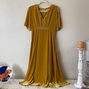 Anthropologie Kachel X gold velvet dress